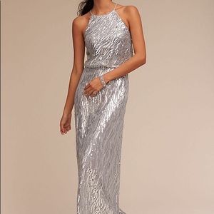 BHLDN Donna Morgan Alana Sequin Gown Silver 4